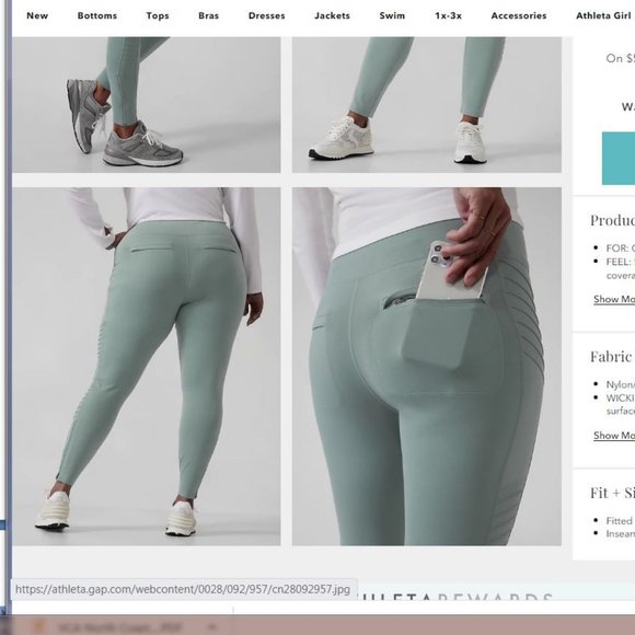 NWT Athleta Delancy Moto tights, XS - Picture 4 of 15